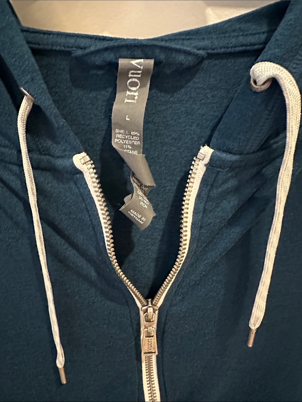 Vuori Teal Performance Jogger and Zip Hoodie with Cream Drawstrings MATCHING SET - Picture 2 of 4